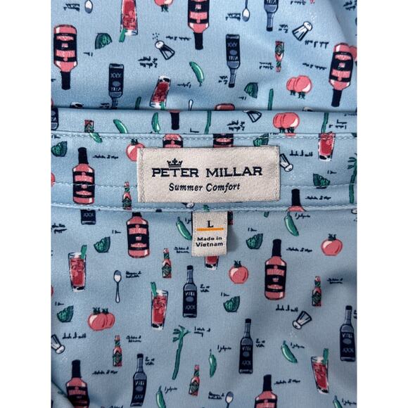 Peter Millar Summer Comfort Polo Shirt Large Men Bloody Mary Cocktail Print Golf - Picture 8 of 9